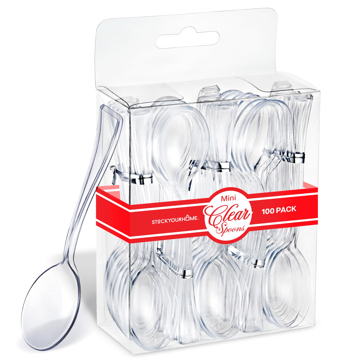 Stock Your Home Mini Spoon / Clear / 100 Dessert Spoons