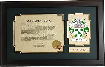 Ojeda - Coat of Arms and Last Name History, 14x22 Inches Matted and Framed
