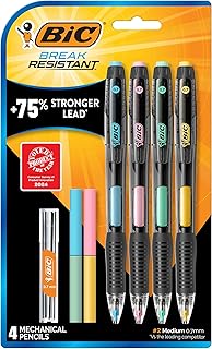 BIC Break Resistant Mechanical Pencils with Erasers, 4-Count Pack