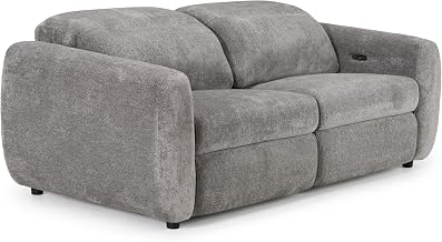 Brevig - Modern Grey Fabric Sofa w/ 2 Recliners