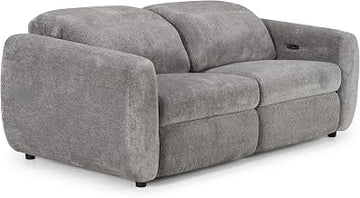 Brevig - Modern Grey Fabric Sofa w/ 2 Recliners