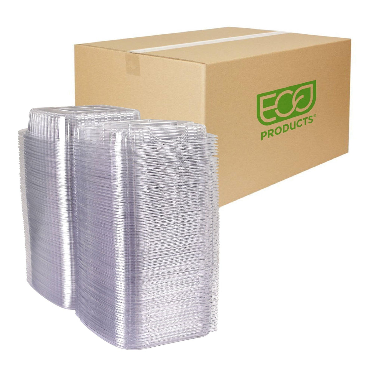 Eco-Products Compostable 8" Clear PLA Plastic Clamshell To Go Containers by ECO PRODUCTS – 8"x8", 8.0 fluid_ounces, PLA Plastic, Clear, Pack of 160