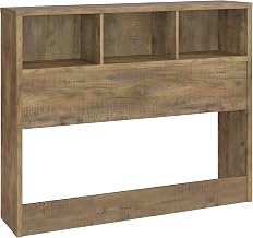 Furnifact Wood-Finish Queen Headboard with Open Bookcase Shelves, Headboard with Storage for Queen Size Bed Headboard Only, Mango