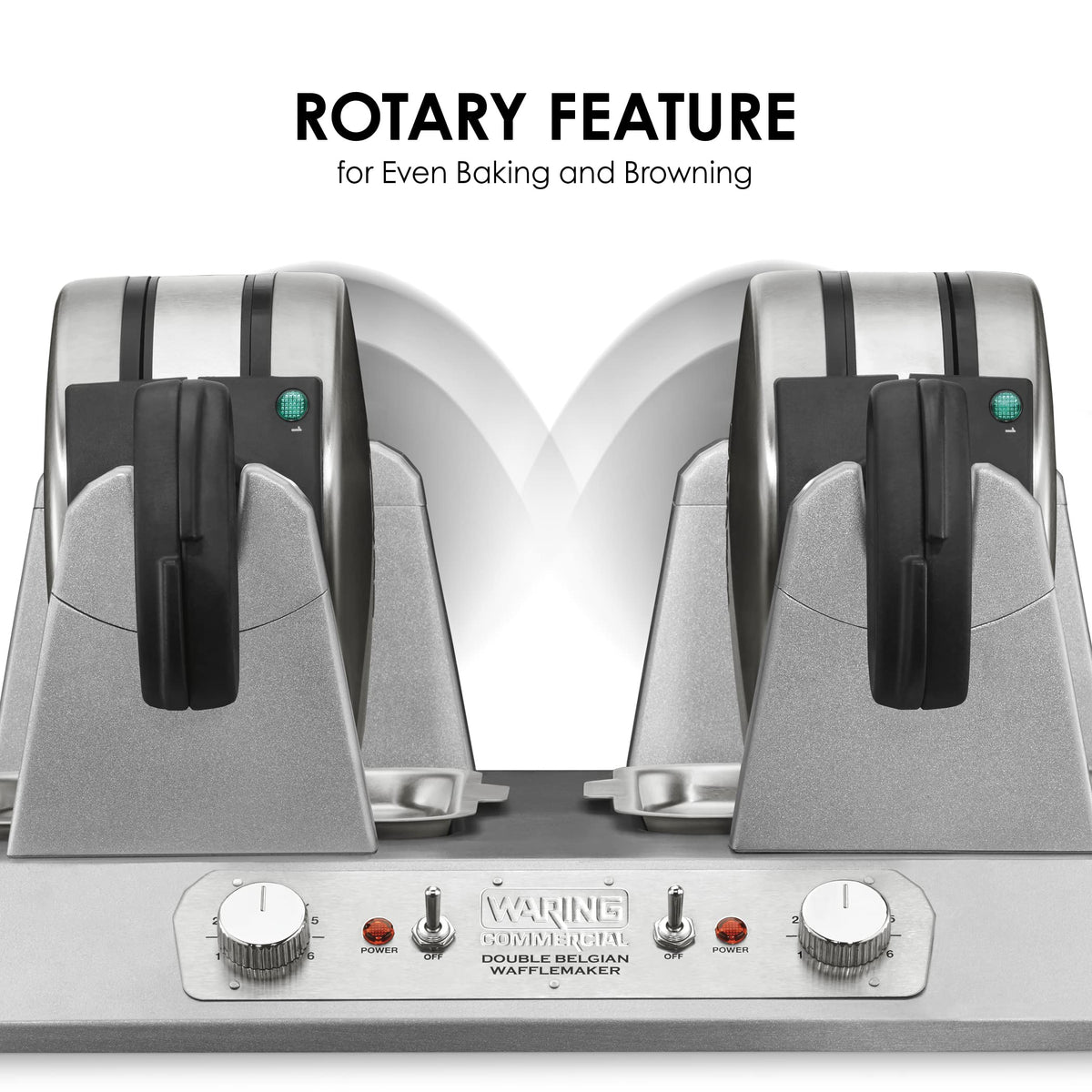 Waring Belgian Double Side by Side Waffle Maker | 120V, 1400W / 4 Head / Staineless Waffle Irons