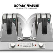 Waring Belgian Double Side by Side Waffle Maker | 120V, 1400W / 4 Head / Staineless Waffle Irons