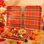 JarThenaAMCS Fall Plaid Serving Trays, 13 x 10 Inch, Set of 3 Orange