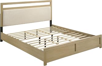 Coaster Home Furnishings - Hendricks - Wood and Fabric - Platform Bed with Panel Headboard and Cushioned Support - Bedroom - Eastern King Size - Light Oak - 222651KE
