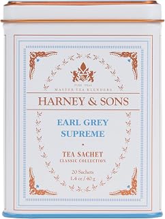 Harney & Sons Earl Grey Supreme, Black Tea, 20 Sachets | Black tea with bergamot oil and silver tips. Contains caffeine.