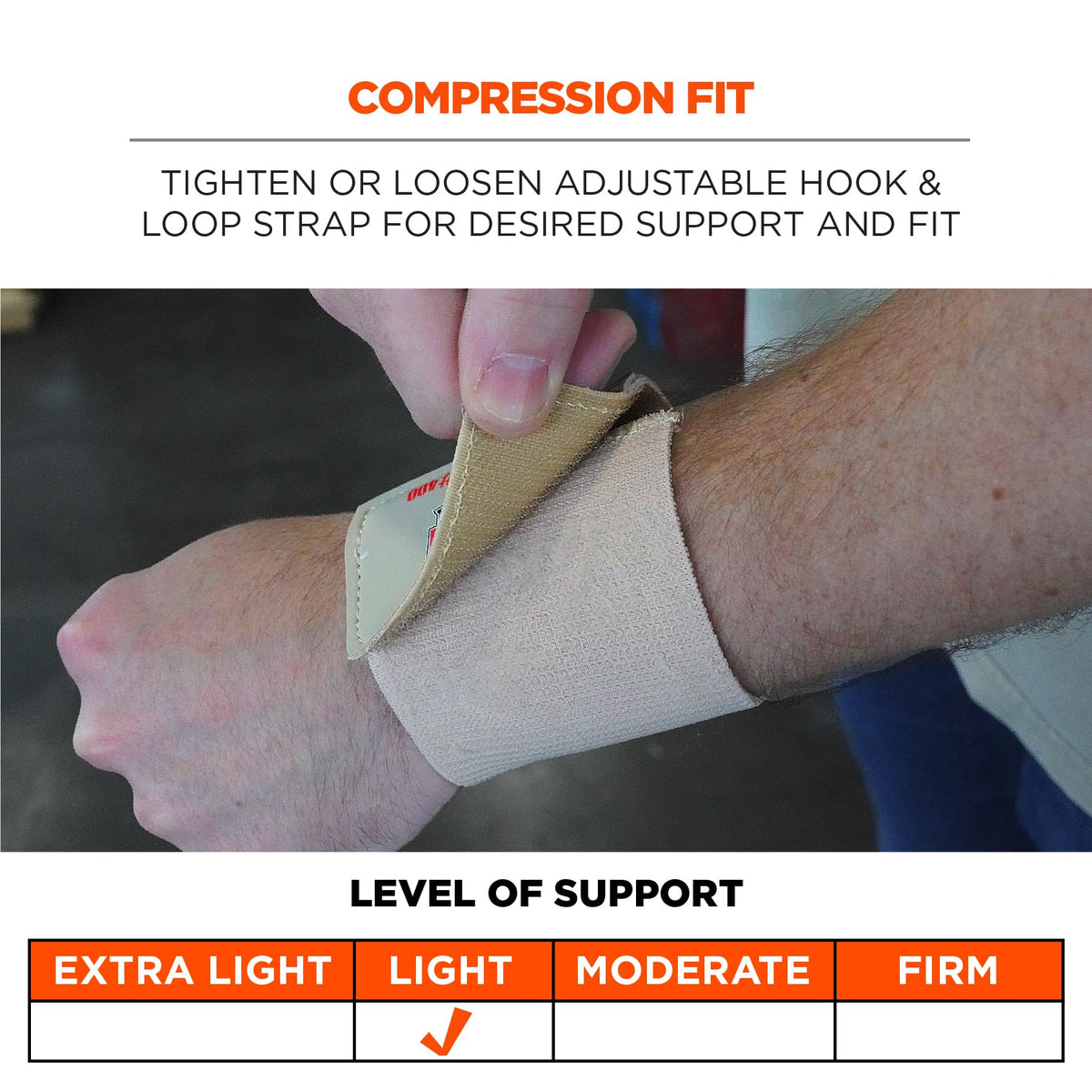 ProFlex 400 Universal Wrist Wrap by Ergodyne – 1 Count (Pack of 1), Nylon, Tan, Model 72103