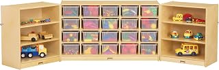 Jonti-Craft 03230JC 20 Cubbie-Tray Triple Fold-n-Lock Storage with Clear Bins