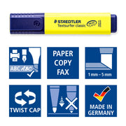Highlighter: Textsurfer Classic Yellow by STAEDTLER – 1 Count (Pack of 1), Plastic, Yellow, Model 364-1