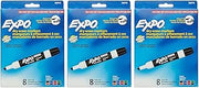 Marker Expo 2 Dry Erase 8 Color Blk Rd Blu Grn Yllw Brwn Prpl -- Case of 3