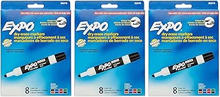 Marker Expo 2 Dry Erase 8 Color Blk Rd Blu Grn Yllw Brwn Prpl -- Case of 3