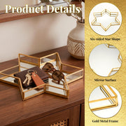 Patelai Star Mirror Tray, Gold Judaica Accent, 12 Inch