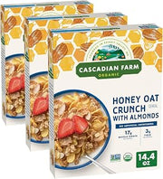 Cascadian Farm Organic Honey Oat Crunch Cereal With Almonds, Non-GMO, 14.4 oz. (Pack of 3)