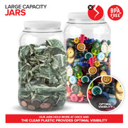 1 Gallon Clear Plastic Jars with Lids (1 Pack) 128 oz Wide Mouth Large Jar with Lid by Stock Your Home – 1 Gallon, 128.0 ounces, Plastic, White