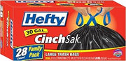 Hefty CinchSak 30 Gal. Large Trash Bags with Drawstring 28 ct (Pack of 6)