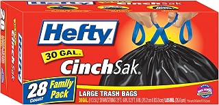 Hefty CinchSak 30 Gal. Large Trash Bags with Drawstring 28 ct (Pack of 6)