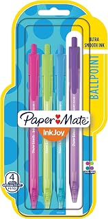 Paper Mate InkJoy 100RT Retractable Ballpoint Pens, Medium Point, Assorted, 4 Pack (1951391)