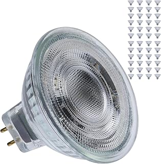 Satco 12V Low Voltage LED MR16 Floodlight 5.5W 50W Equivalent 3500K Neutral White 90 CRI 36° Beam GU5.3 Bi-Pin Base Dimmable Clear Finish S12367 (48 Pack)