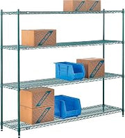 Nexel Poly-Green, 4 Tier, Wire Shelving Starter Unit, 72"W x 18"D x 54"H