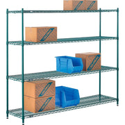 Poly-Green, 4 Tier, Wire Shelving Starter Unit, 72"W x 14"D x 54"H by Nexel – 4, Steel, Green, Model 14725G