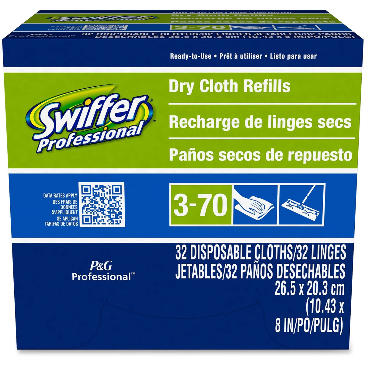 Swiffer® Sweeper Dry Cloth Refills – 10-5/8" x 8", White, 32 Cloths Per Box, Carton of 6 Boxes