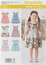 Simplicity Learn To Sew Patterned Girl's Dress Sewing Pattern Template, Sizes 3-8