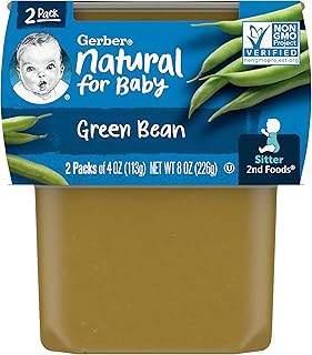 Gerber 2nd Food Baby Food Green Bean Puree, Natural & Non-GMO, 4 Ounce, 2 Count
