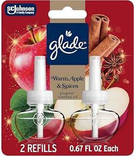 Glade PlugIns Scented Oil 2 Refills, Air Freshener, Warm Apple & Spices, 1.34 fl oz, Pack of 2