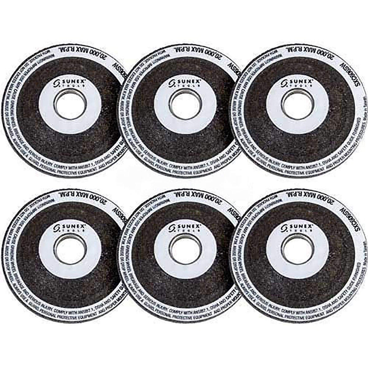 6PK 2 GRINDING WHEELS FOR SXC606 (6 PACK) by Sunex Tools – 8.38"L x 6.25"W x 0.63"H, not_applicable, Black, Model SUNSXC606GW6