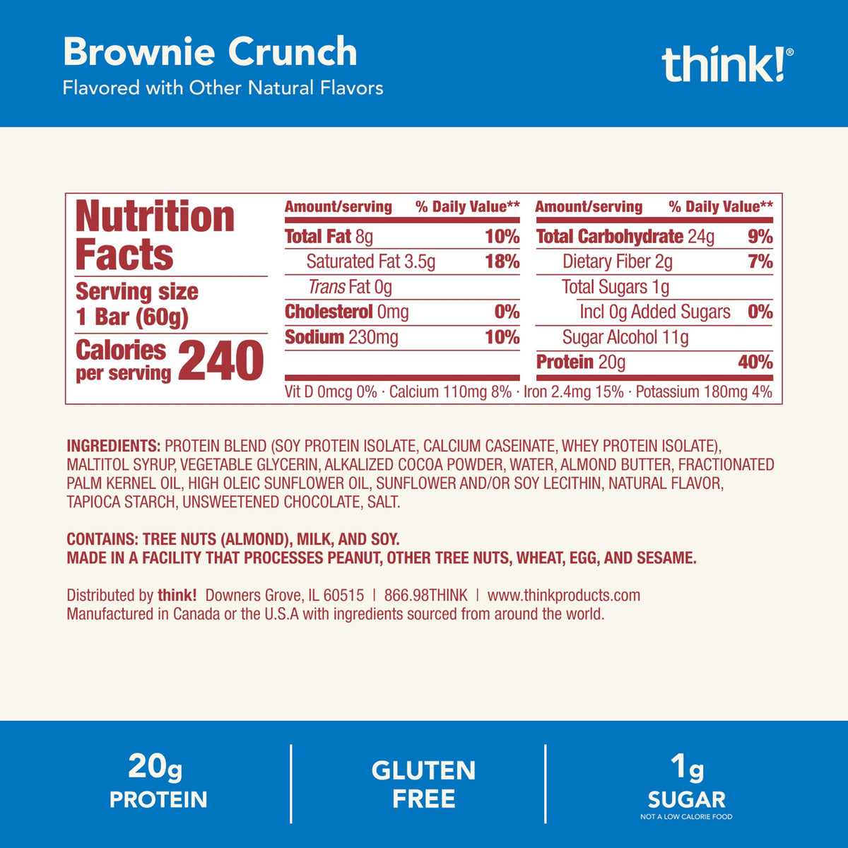 think! High Protein Bar by thinkThin – 30 Count (Pack of 1), Model 1074673