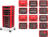 TEKTON 1/4, 3/8, 1/2 Inch Drive Shallow and Deep 6-Point Socket and Ratchet Set in Modular Stacking Tool Cart, 250-Piece (5/32-1-1-/2 in., 4-38 mm) | SKT96300