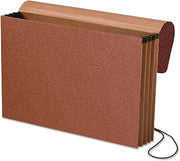 Pendaflex Standard Expanding Wallet with Fiber Gussets, 3.5" Expansion, 1 Section, Elastic Cord Closure, Legal Size, Red Fiber