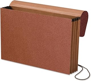 Pendaflex Standard Expanding Wallet with Fiber Gussets, 3.5" Expansion, 1 Section, Elastic Cord Closure, Legal Size, Red Fiber