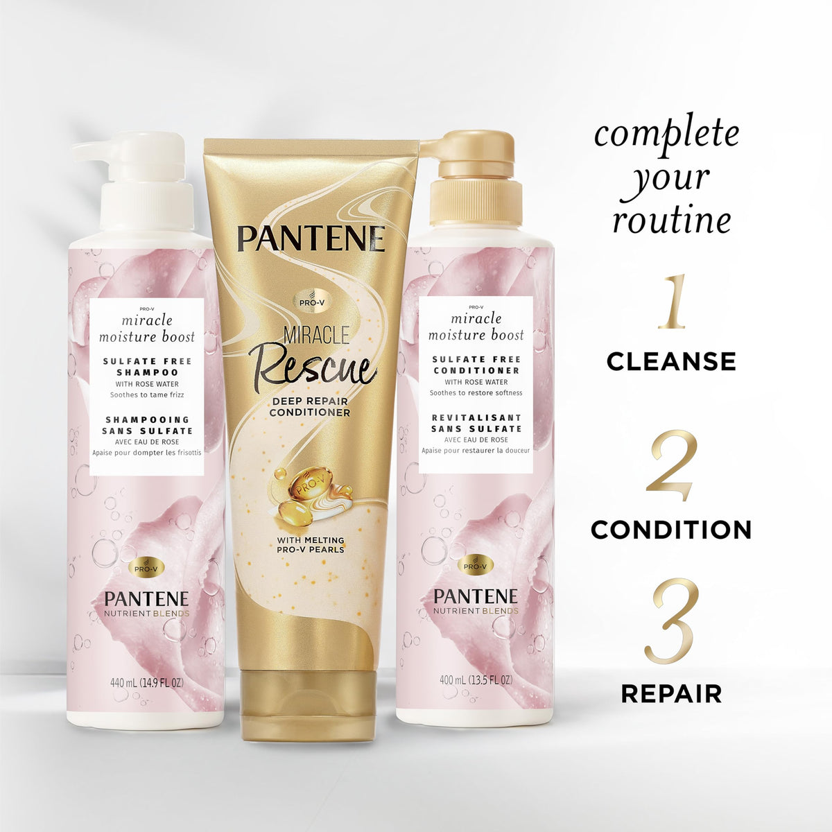 Nutrient Blends Sulfate Free Miracle Moisture Boost with Rose Water Shampoo by Pantene – 14.9 Fl Oz (Pack of 1)