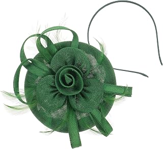 Floral Bow Headband Hair Accessory, Green Linen-like Fabric Decorative Hairband Suitable for Party and Daily Wear
