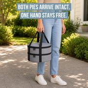Chef Pomodoro Insulated Pie Carrier Bag, Holds Two 9-Inch Dishes, Gray