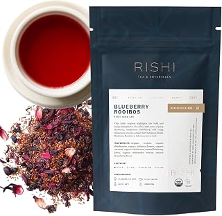 Rishi Tea Blueberry Rooibos Organic Herbal Loose Leaf Tea, No Caffeine, 4oz