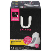 Balance Regular UItra Thin Pads + Wings, 18 Count by U by Kotex – Regular, Cotton, Pack of 18, Model U by Kotex Balance Regular UItra Thin Pads + Wings, 18 Count