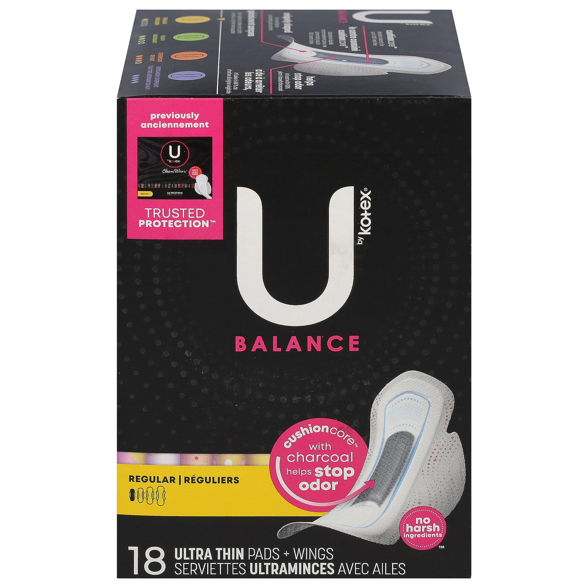 Balance Regular UItra Thin Pads + Wings, 18 Count by U by Kotex – Regular, Cotton, Pack of 18, Model U by Kotex Balance Regular UItra Thin Pads + Wings, 18 Count