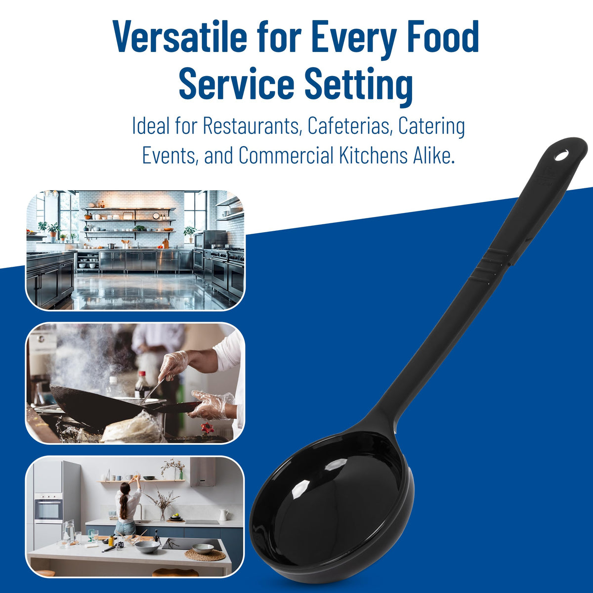 6 Oz Solid Portion Control Spoon by Carlisle FoodService Products – 6 Ounces, Plastic, Black, Model 399003