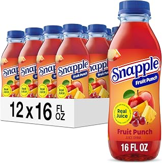 Snapple Fruit Punch Juice Drink, 16 fl oz recycled plastic bottle, Pack of 12