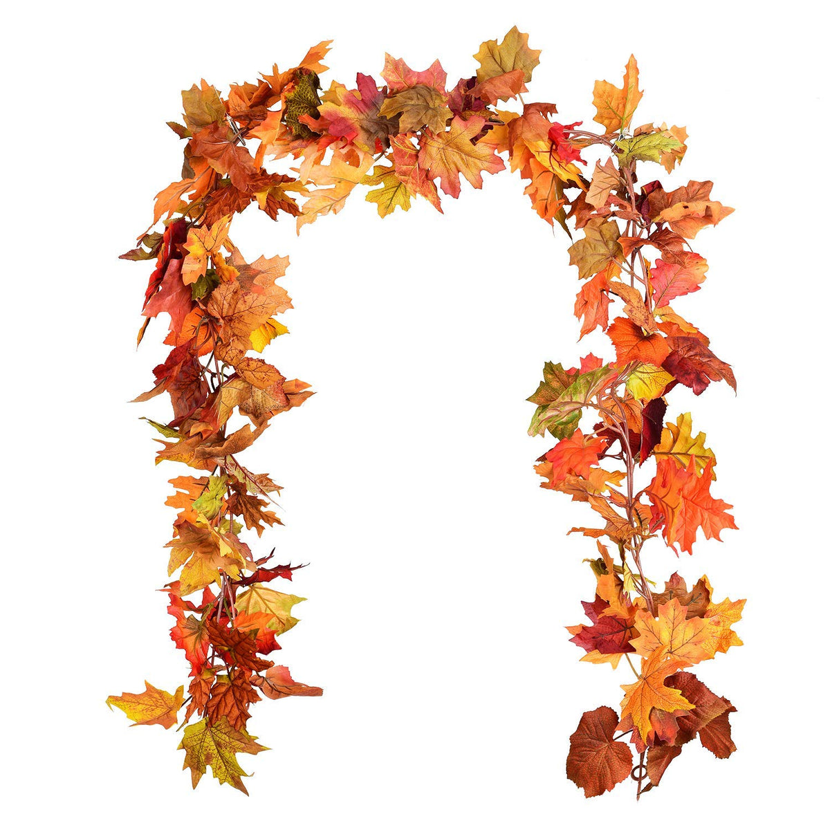 DearHouse Maple Leaf Garland, 5.9 Feet Per Piece, 2 Pack, Orange
