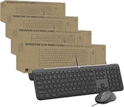 Logitech Signature Slim Wired Combo MK625 for Business, Optical Wired Mouse, Full-Size Keyboard, USB-C Plug-and-Play, Windows/Mac/Chrome/PC/laptops - Graphite (Pack of 4)