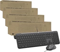Logitech Signature Slim Wired Combo MK625 for Business, Optical Wired Mouse, Full-Size Keyboard, USB-C Plug-and-Play, Windows/Mac/Chrome/PC/laptops - Graphite (Pack of 4)