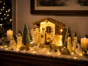 Gleemoria Nativity Scene Set, 17 Pieces with LED Stable, White