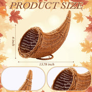 Dandat Cornucopia Basket, Rattan Horn of Plenty, Brown 13.78 Inch