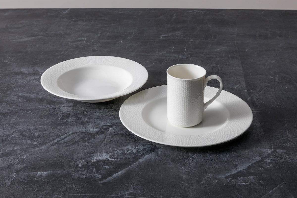 Amanda Porcelain 16 Piece Dinnerware Set by Fortessa – Service for 4, Porcelain, White, Pack of 16, Model 7000.FFD.16SET