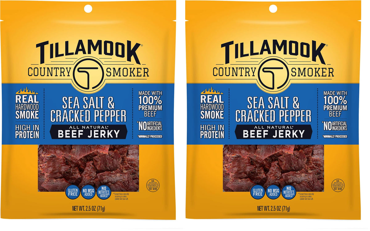 TILLAMOOK COUNTRY SMOKER Sea Salt & Cracked Pepper / 2.5 Ounce (Pack of 2) / 1 Jerky